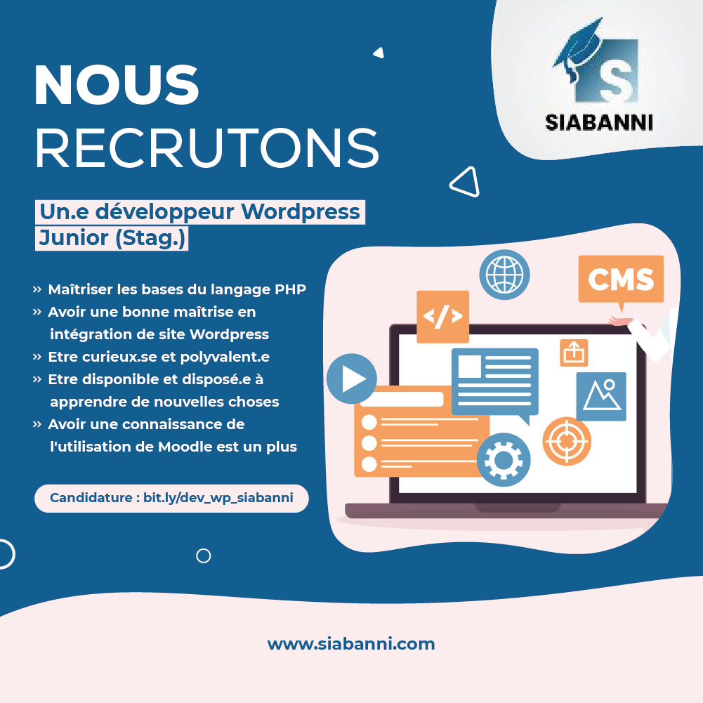 Recrutement stagiaire wordpress